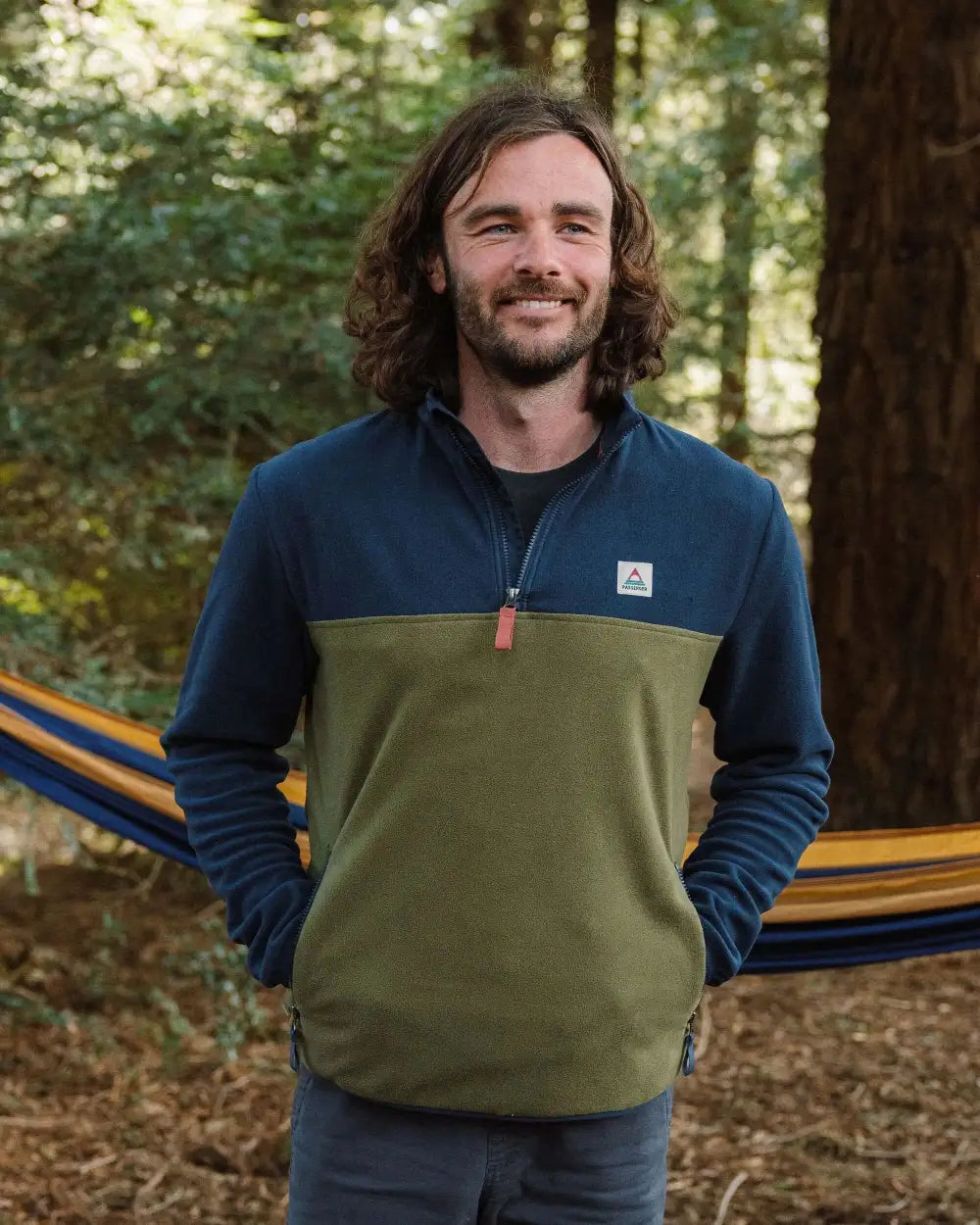 Set Off Recycled Polar 1/4 Zip Fleece - Rich Navy/Khaki