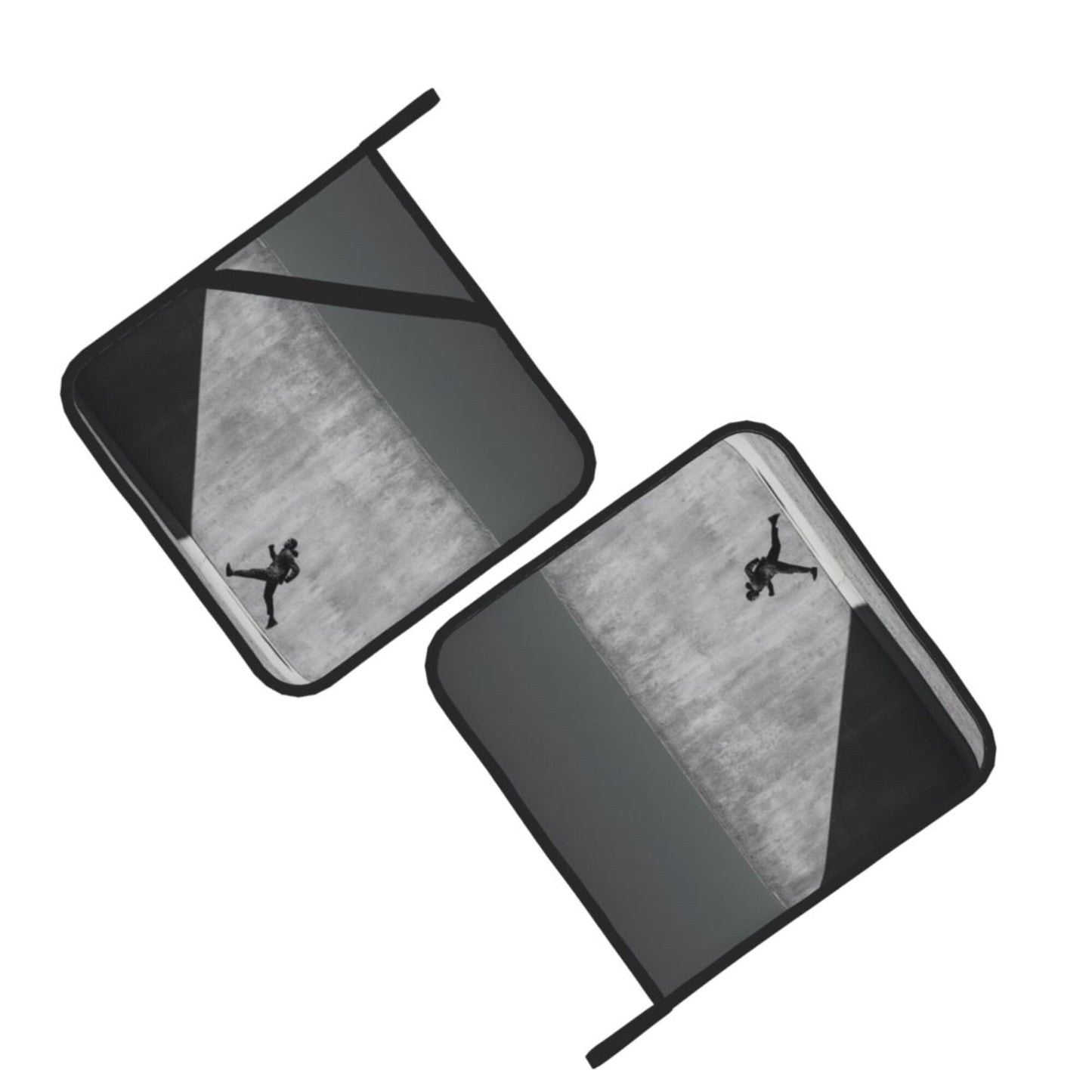 Black & White Runner Art Heat-Resistant Pot Holders (Set of 2)|8"x8" Square Kitchen Pads with Hanging Loop & Elastic Strap