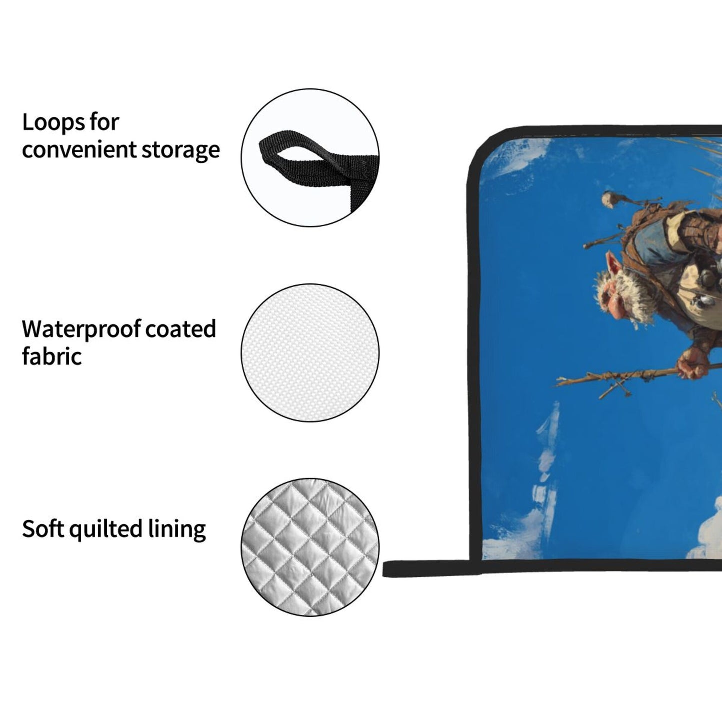 Highland Wanderer Heat-Resistant Pot Holders Set of 2|8"x8" Square Kitchen Pads with Strap and Hanging Loop
