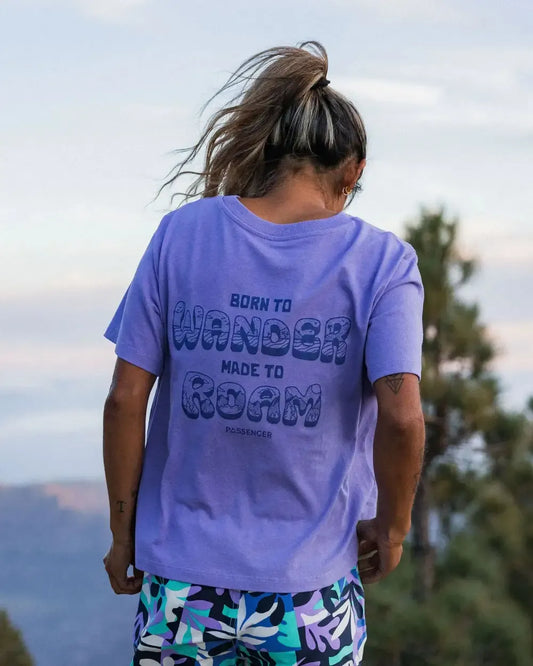 Woodcut Recycled Cotton T-Shirt - Retro Purple