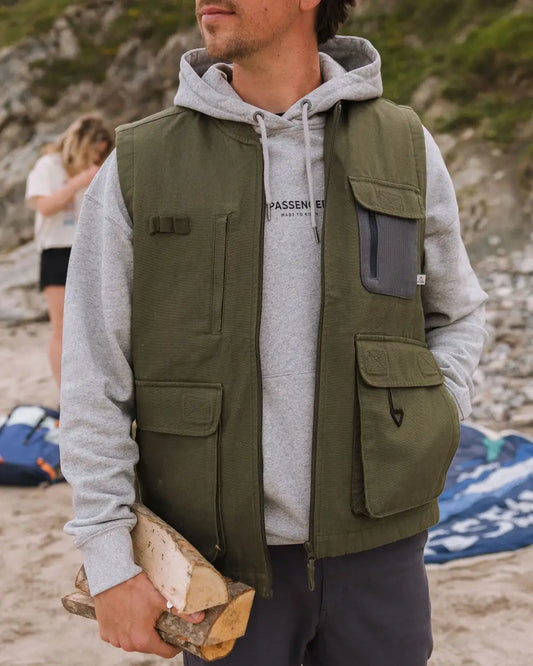 Explorers Organic Cotton Canvas Vest - Khaki