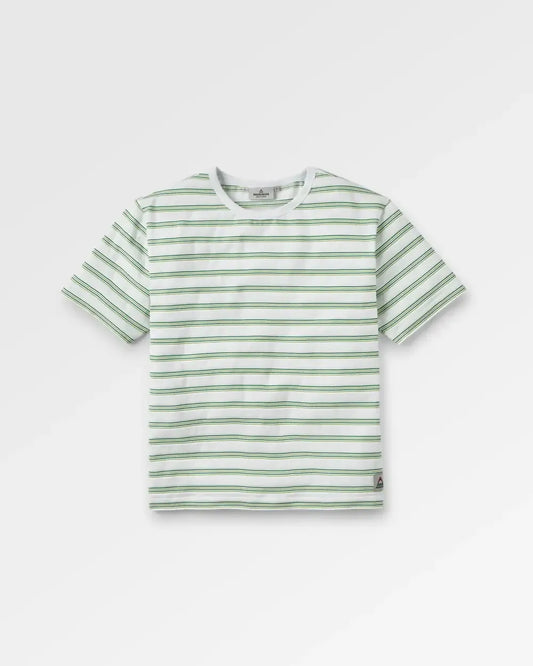 Retro Vibes Organic Cotton T-Shirt - Multi White/Green Stripe