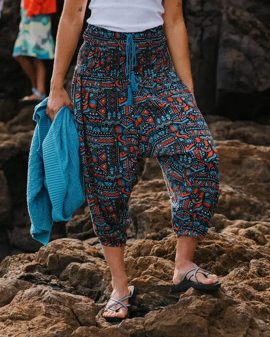 Daylily Loose Trouser - Elemental Geo Black