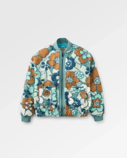 Lucia Recycled Sherpa Fleece - Vintage Floral Aqua