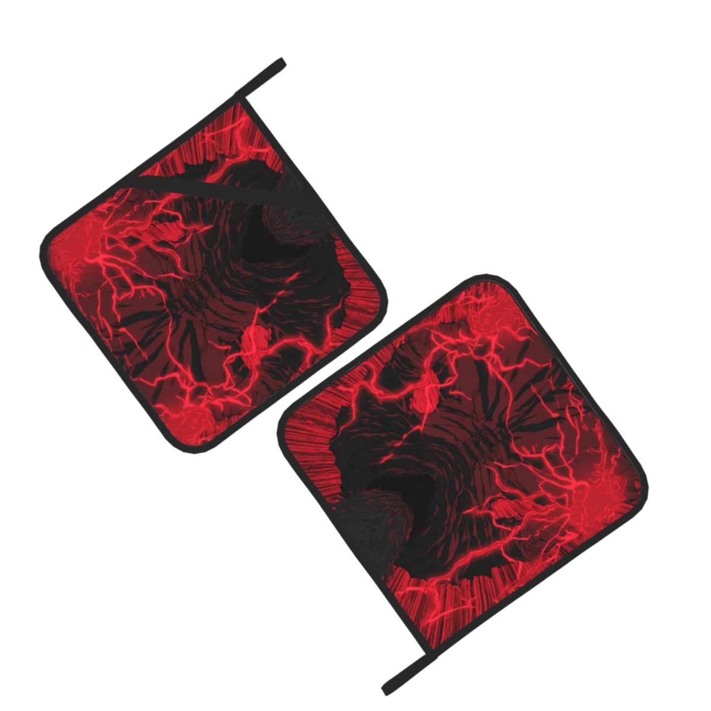 Dark Lightning Pot Holders Set of 2 (8" × 8")｜Heat-Resistant Square Hot Pads with Non-Slip Back & Hanging Loop – Anime-Inspired Design
