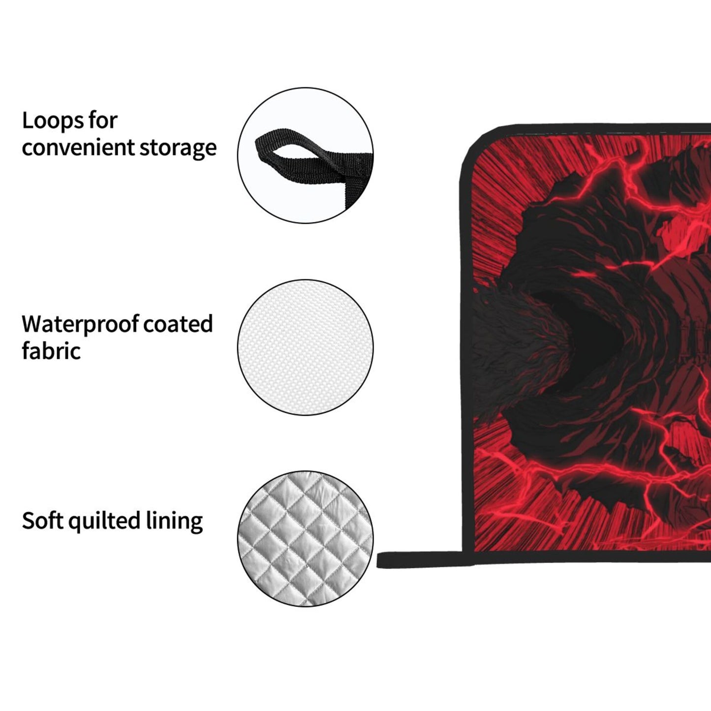 Dark Lightning Pot Holders Set of 2 (8" × 8")｜Heat-Resistant Square Hot Pads with Non-Slip Back & Hanging Loop – Anime-Inspired Design
