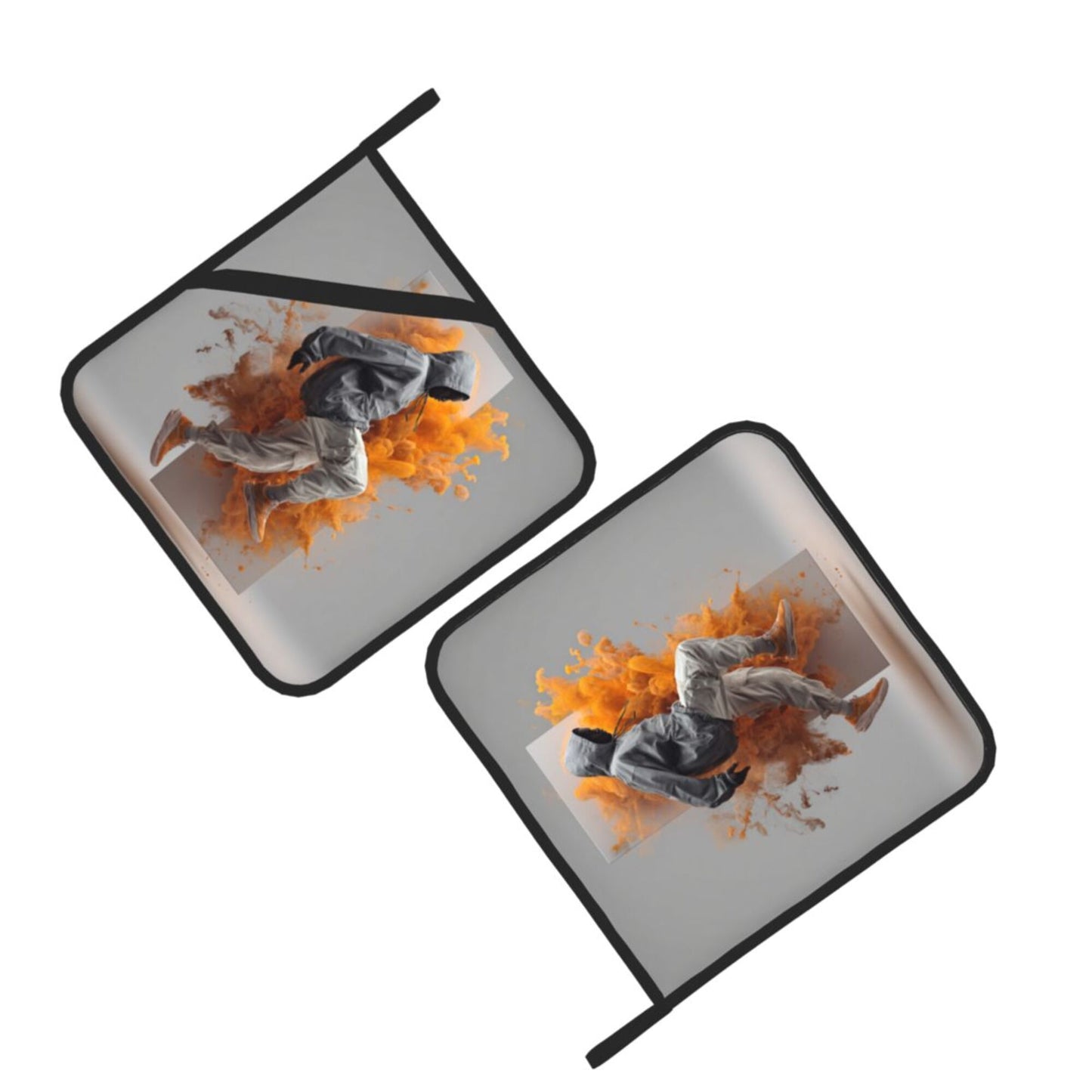 Urban Motion Heat-Resistant Pot Holder Set of 2｜8"x8" Square Kitchen Pads with Elastic Strap and Hanging Loop
