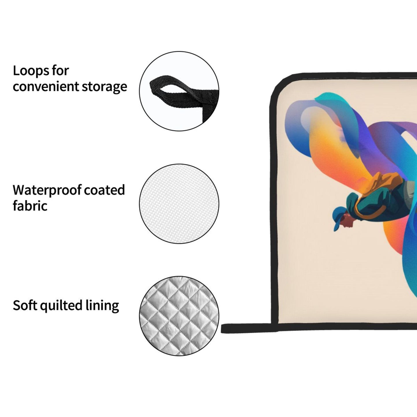 Color Flow Art Pot Holder Set of 2｜8"x8" Heat-Resistant Square Kitchen Pads with Elastic Strap & Hanging Loop