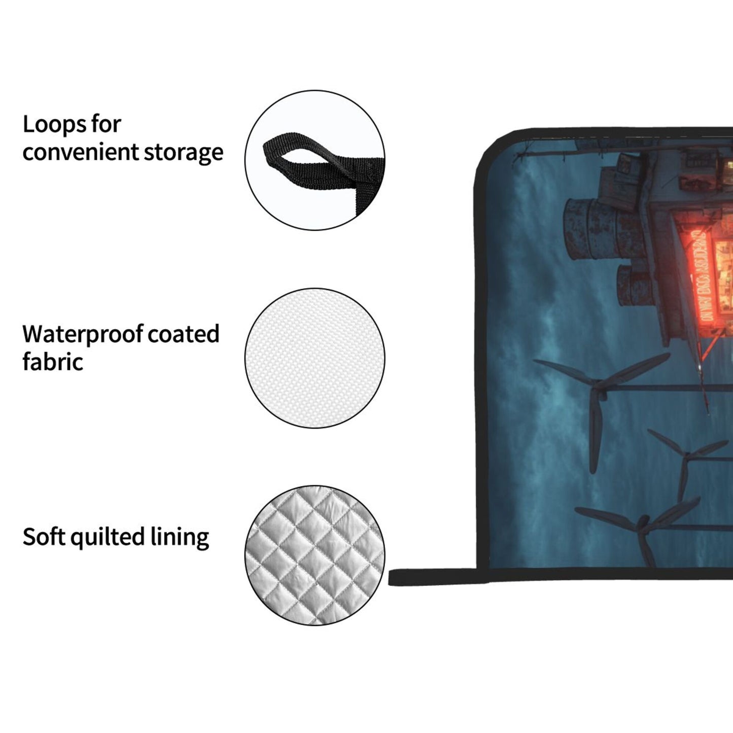 Wild Wind Turbine Gas Station Art Pot Holder Set of 2｜8"x8" Heat-Resistant Square Kitchen Pads with Elastic Strap & Hanging Loop