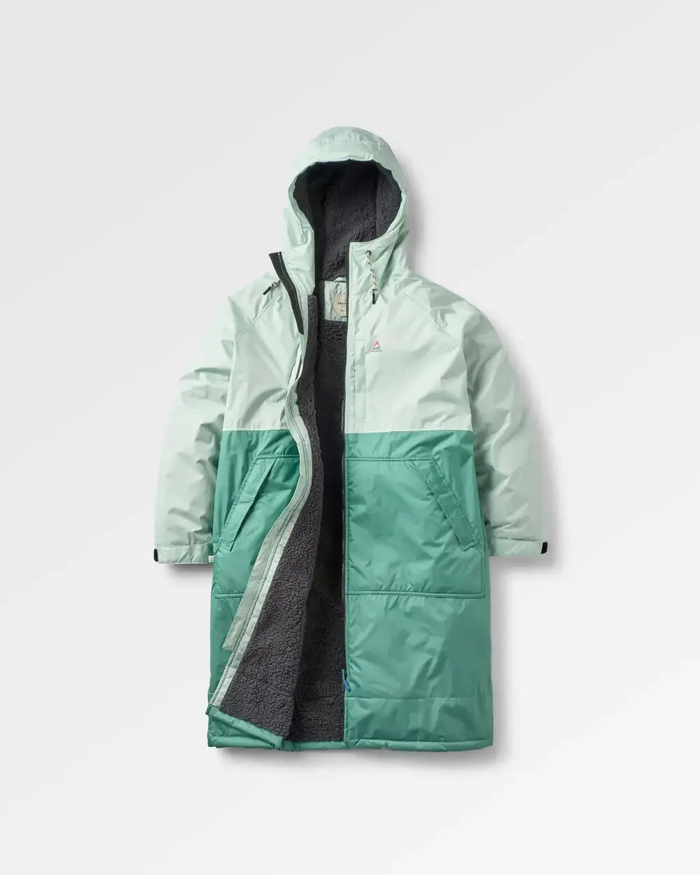 Waves Recycled Sherpa Lined Changing Robe - Spearmint/Deep Ocean