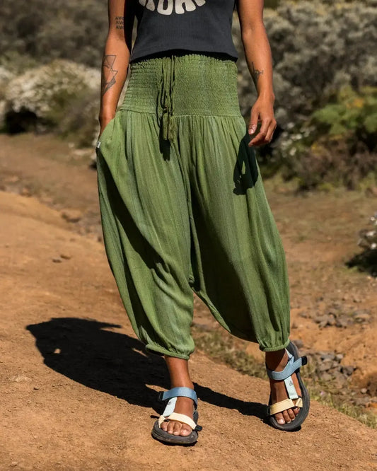 Daylily Loose Trouser - Stem Green Stripe