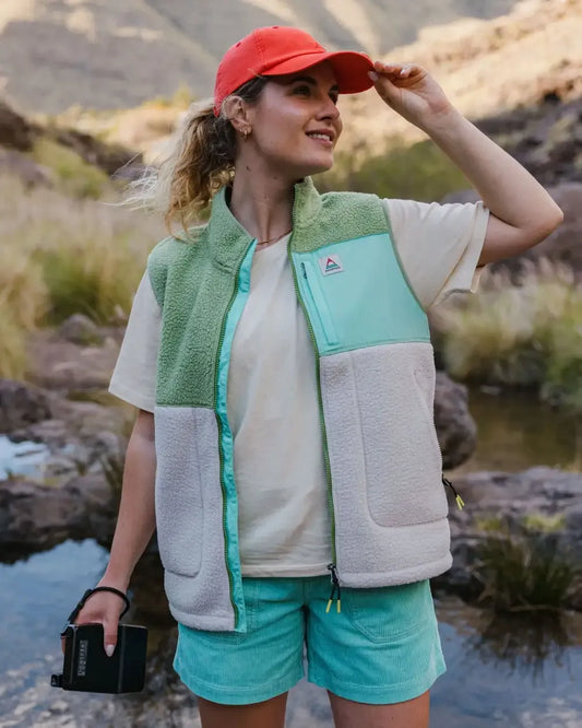 Fairbanks Recycled Sherpa Gilet - Stem Green/Vintage White