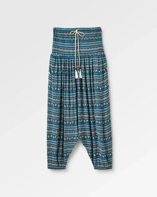 Daylily Loose Trouser - Geo Stripe Dark Denim