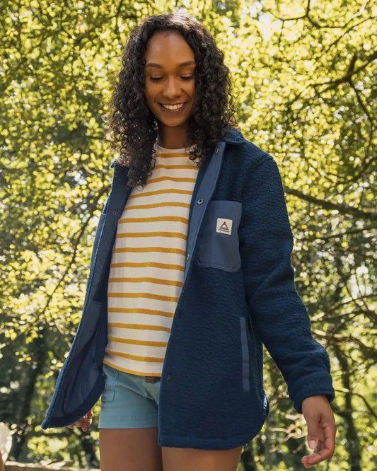 Rappel Recycled Sherpa Oversized Shirt - Dark Denim