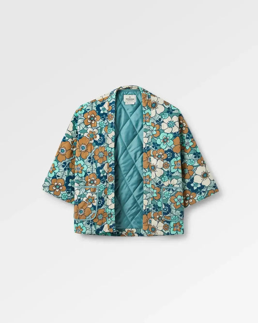Mira Organic Cotton Quilted Overshirt - Vintage Floral Aqua