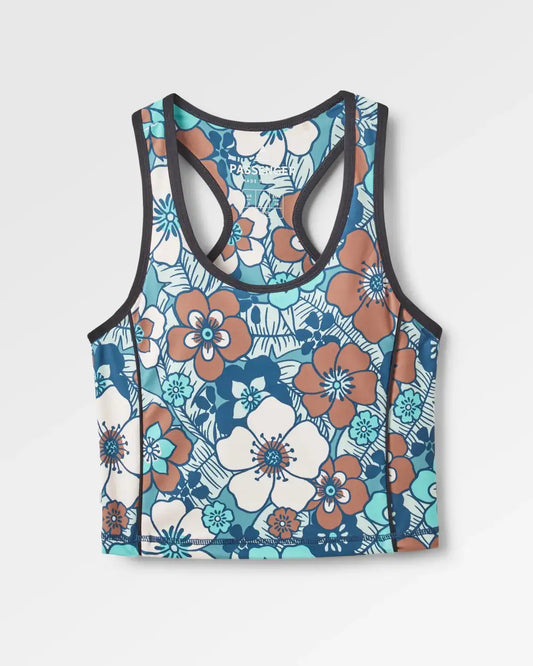 Mantra Recycled Active Crop Top - Vintage Floral Aqua
