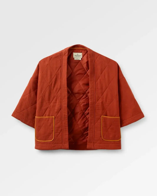 Mira Organic Cotton Quilted Overshirt - Red Ochre